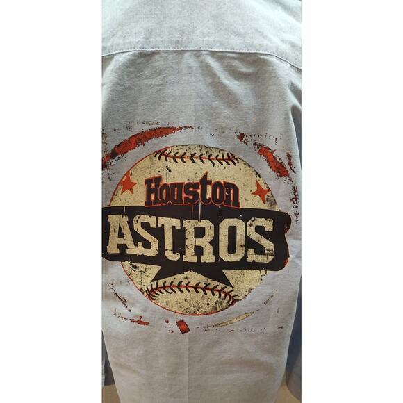 H&M Adult Small Chambray Button Down One Of A Kind Astros Game Day Shirt B20 - Picture 6 of 7
